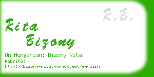 rita bizony business card